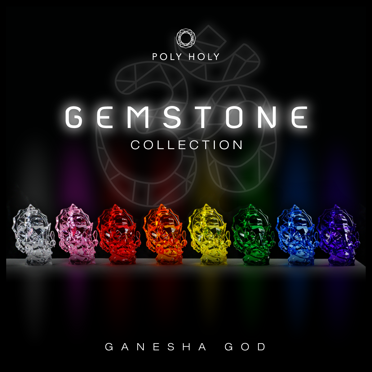 POLY HOLY พระพิฆเนศองค์ใส รุ่นอัญมณี Gemstone 8 สี  ขนาด 2 นิ้ว ผ่านพิธีเบิกเนตรปลุกเสกแล้วพร้อมบูชา